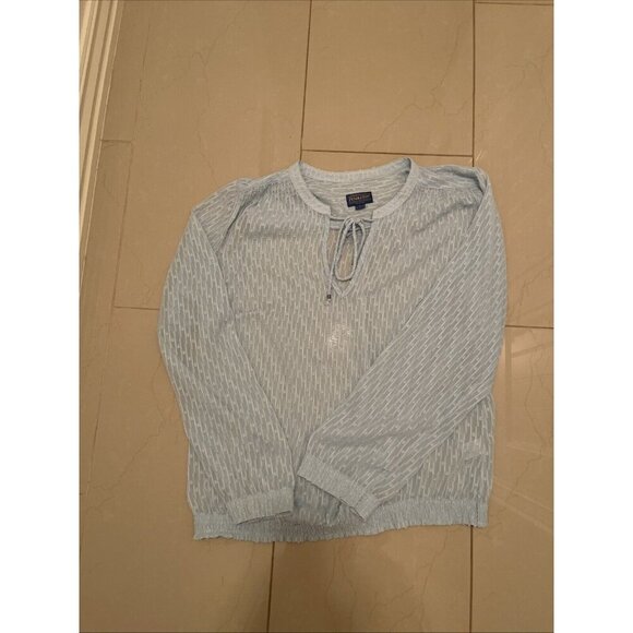 Pendleton Women’s Sheer Swiss Dot Baby Blue Peasant Blouse -Tassels - Size‎ L - Picture 2 of 16